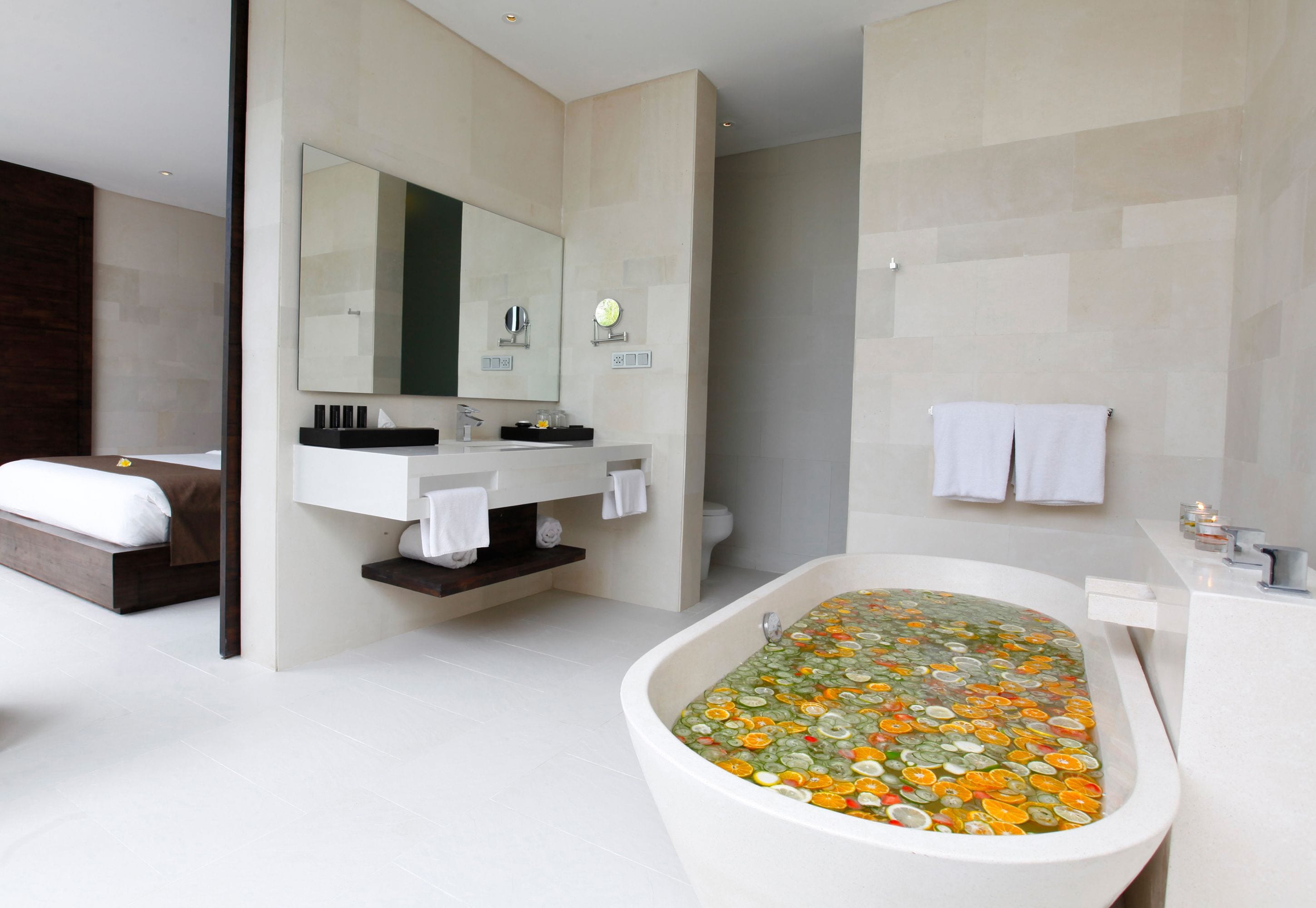 villa (pool villa) | bathroom | separate bathtub and shower, deep-soaking bathtub, rainfall showerhead