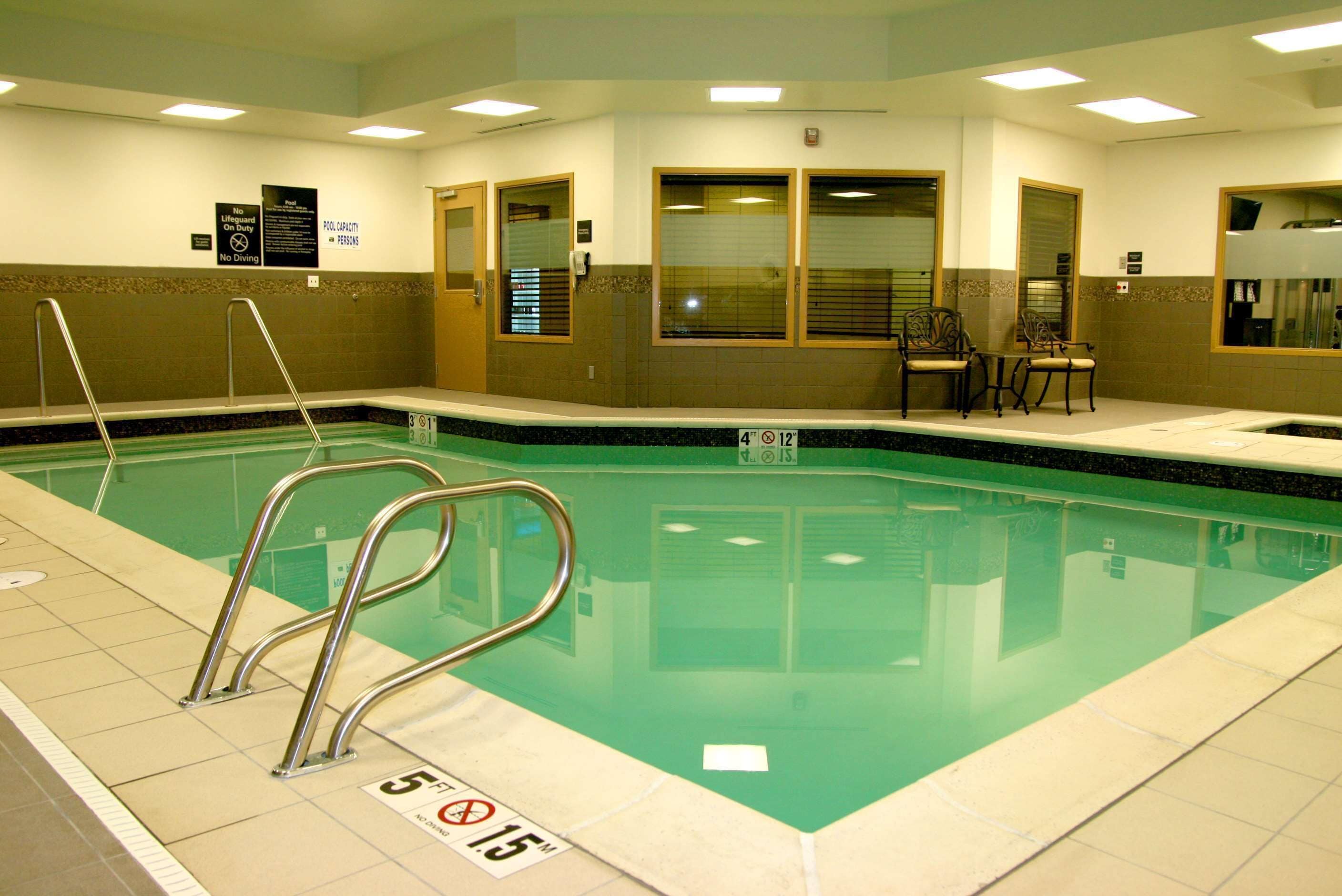 indoor pool, open 6 am to 10 pm, pool loungers
