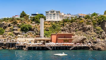 Privatstrand, Cabañas (kostenlos), Liegestühle, Sonnenschirme