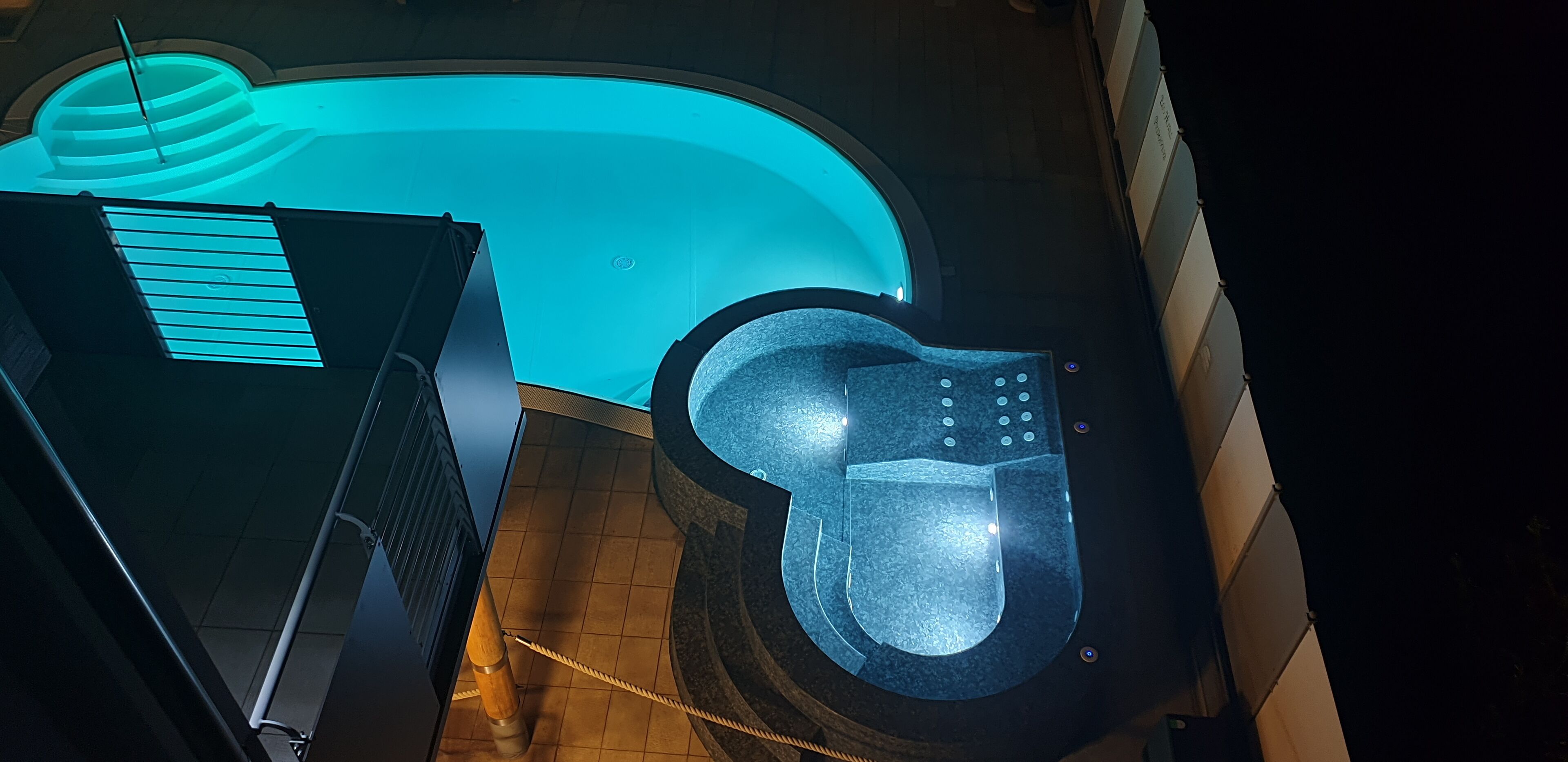 outdoor pool, open 10:30 am to 8:30 pm, pool loungers