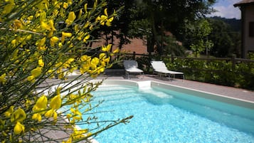 Piscina all'aperto, lettini