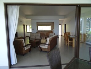 Deluxe Villa, 2 Double Beds, Kitchen, Ocean View | Living area | TV, DVD player - Sailfish Beach Villas (Mahé Island)