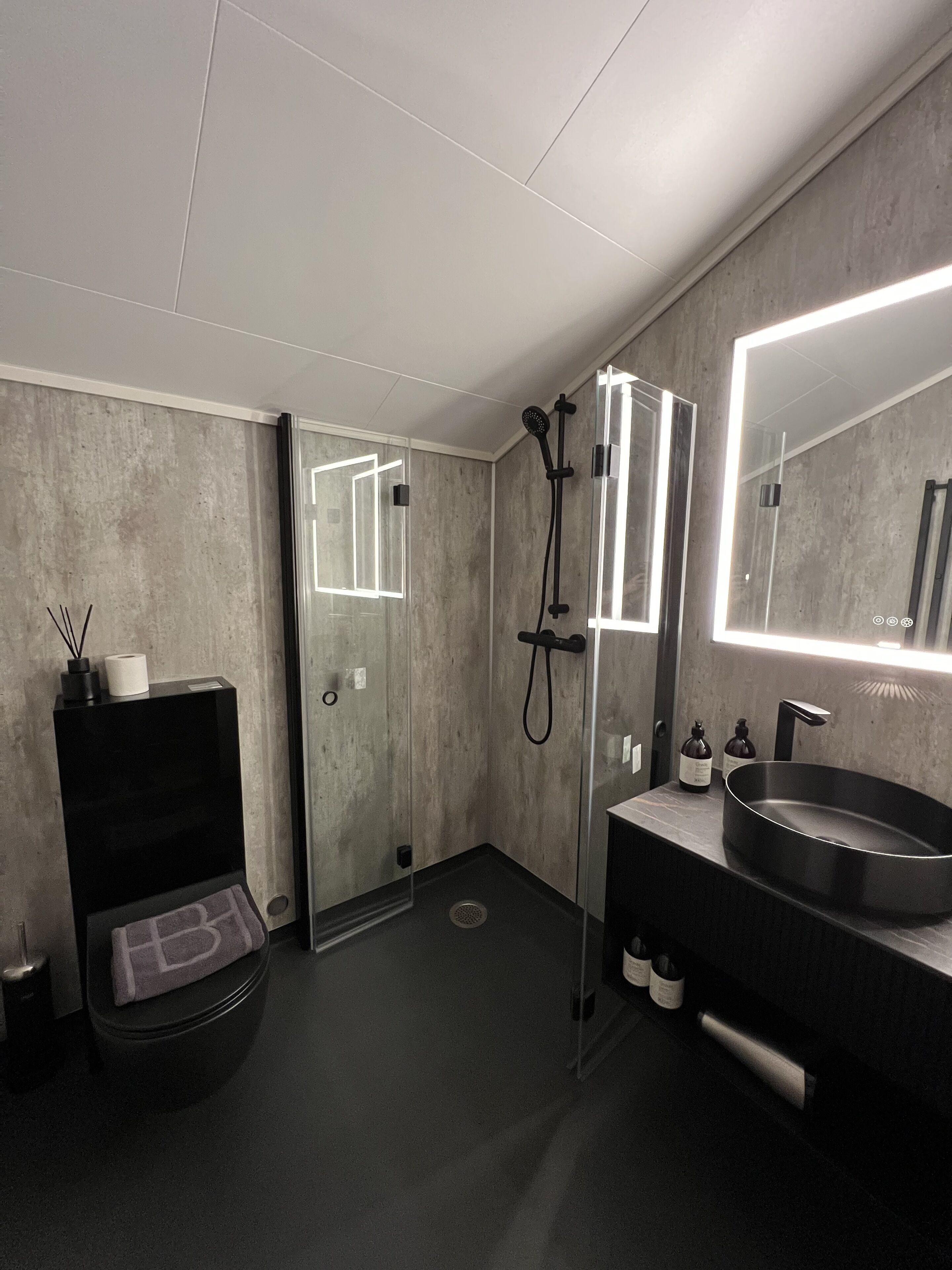 family room (loft) | bathroom | shower, rainfall showerhead, designer toiletries, hair dryer
