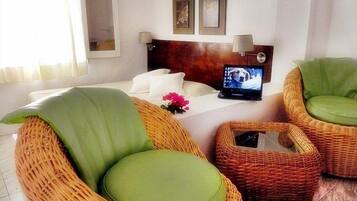 Habitación doble estándar | Área de sala de estar | Televisión de pantalla plana de 22 pulgadas con canales por cable