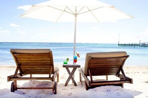 On the beach, beach umbrellas, beach massages