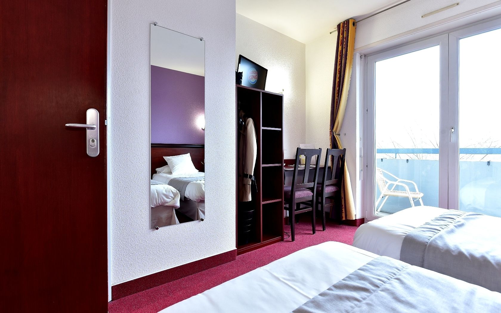 Memory foam beds, desk, blackout drapes, soundproofing