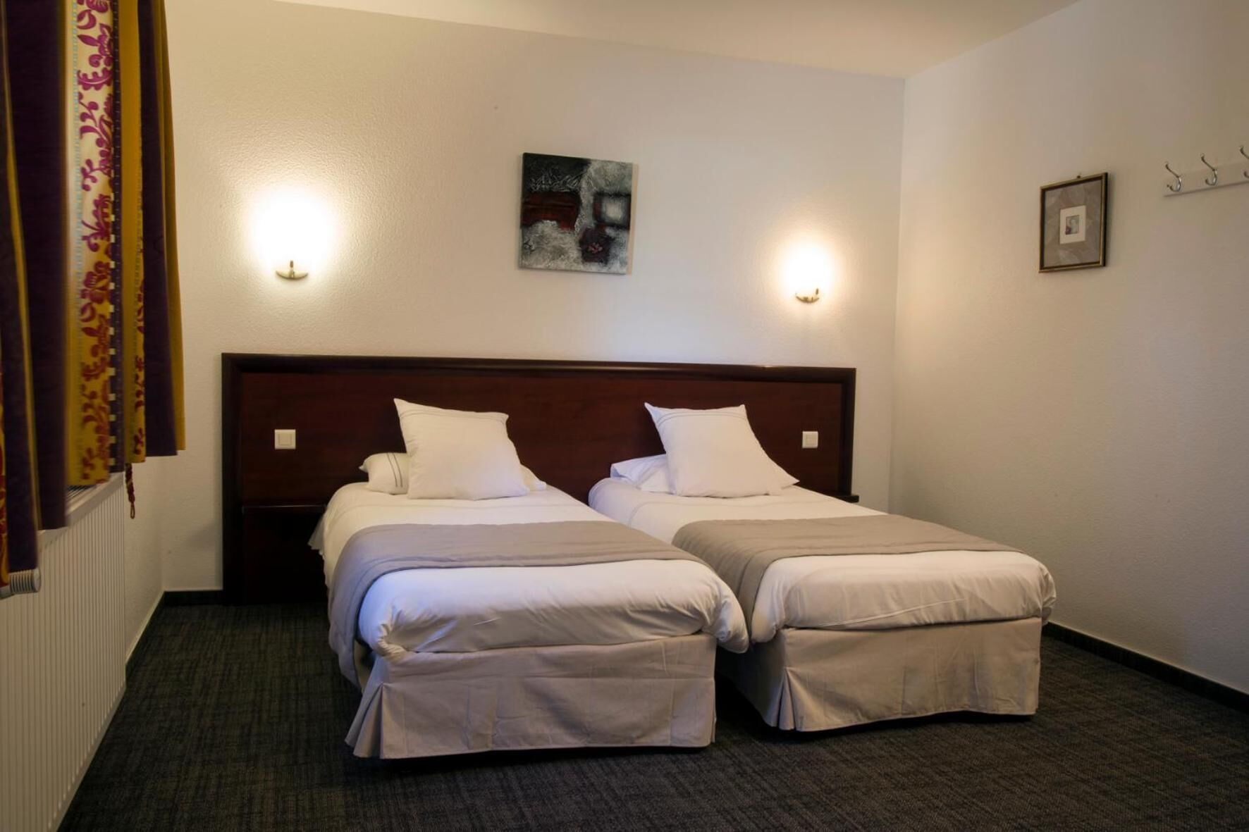 memory-foam beds, desk, blackout curtains, soundproofing