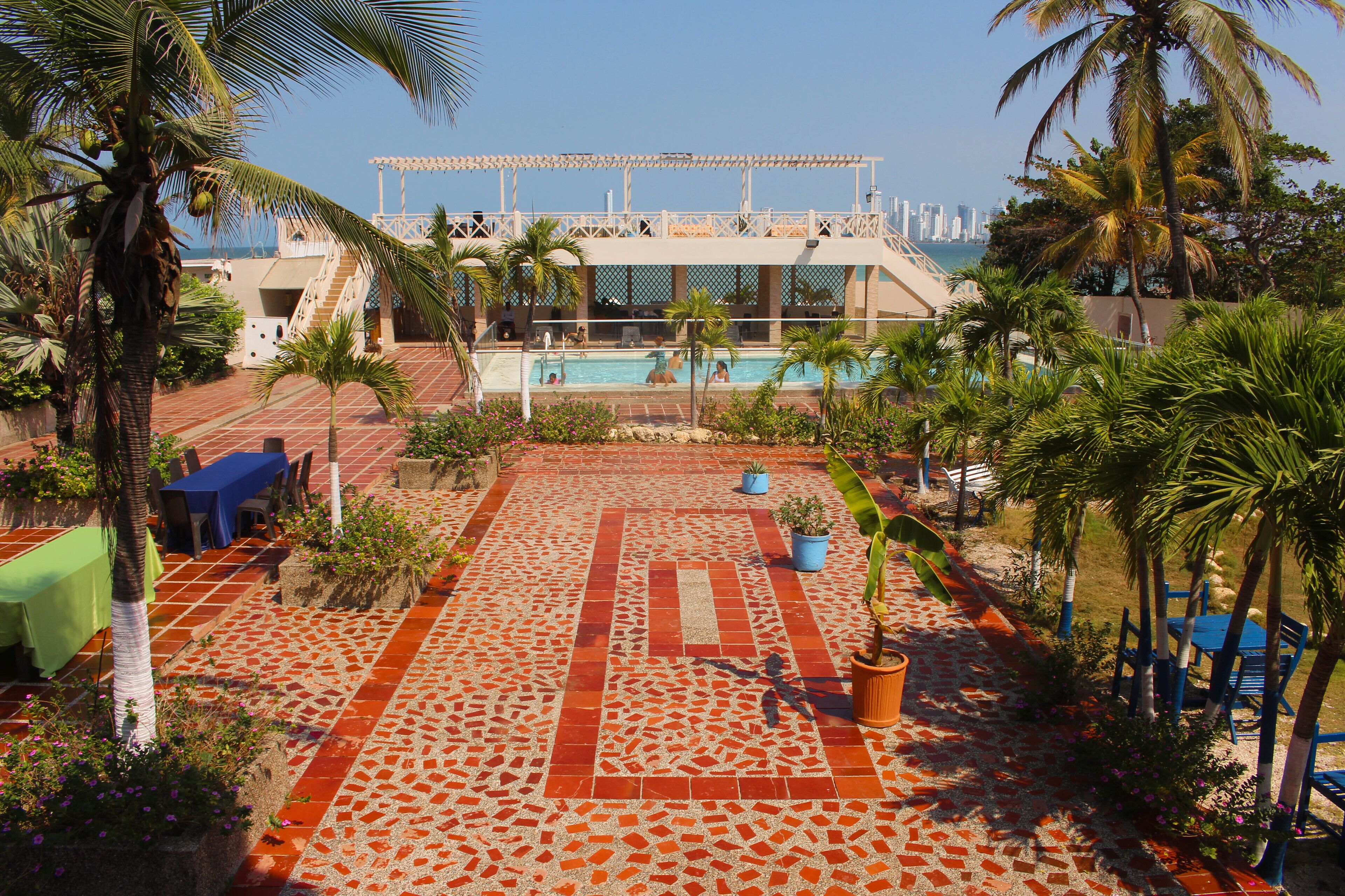 Outdoor pool, sun loungers