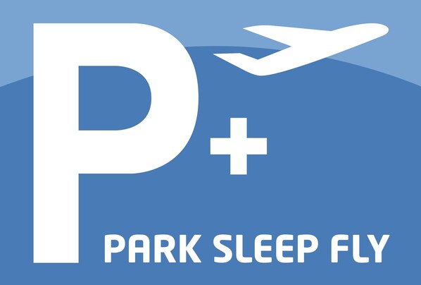 A logo with a large 'P' and a plane, labeled 'PARK SLEEP FLY'.