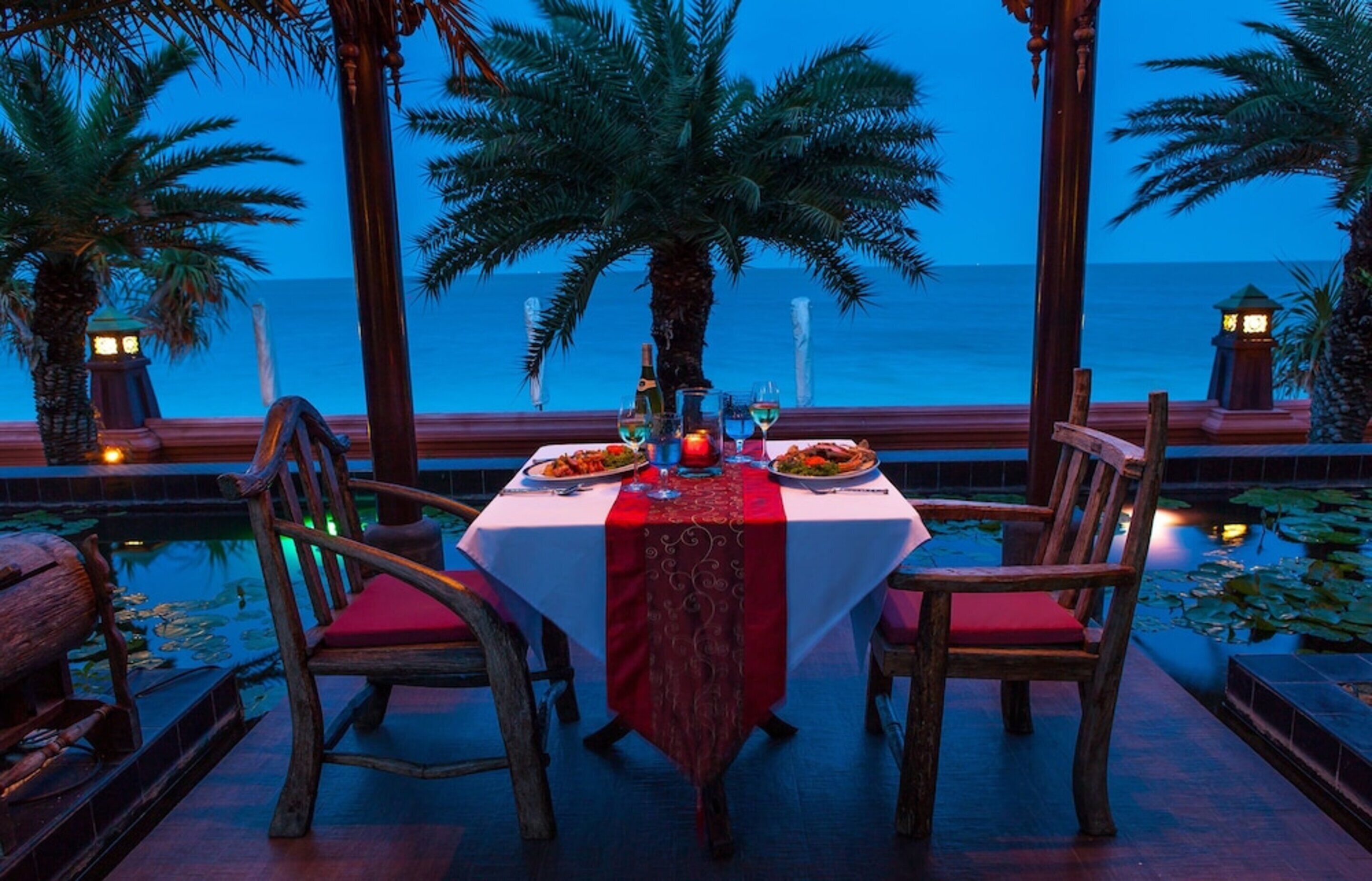 breakfast, lunch, dinner served; beach views