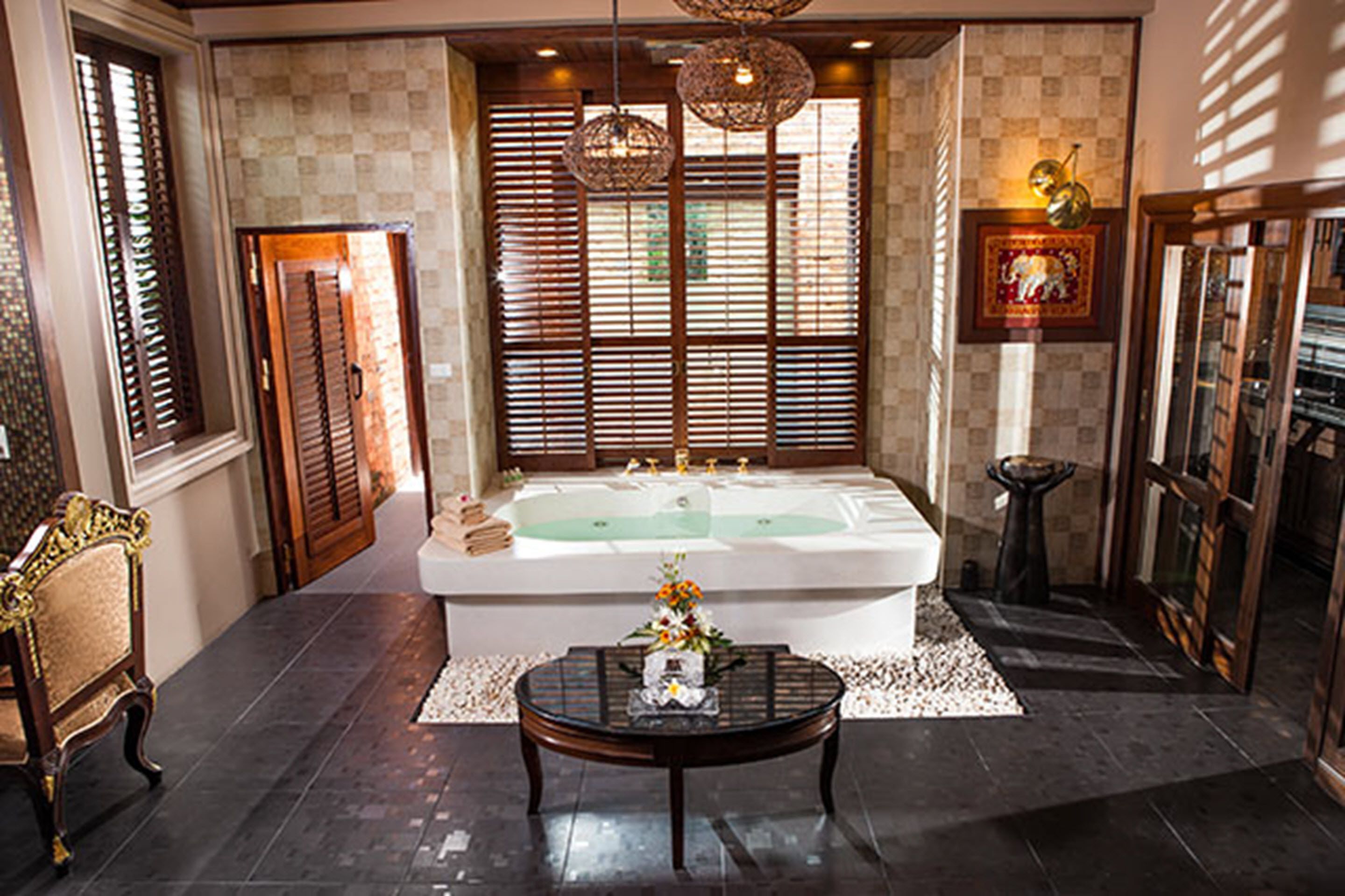 villa, private pool, beachside | bathroom | hair dryer, bathrobes, slippers, towels