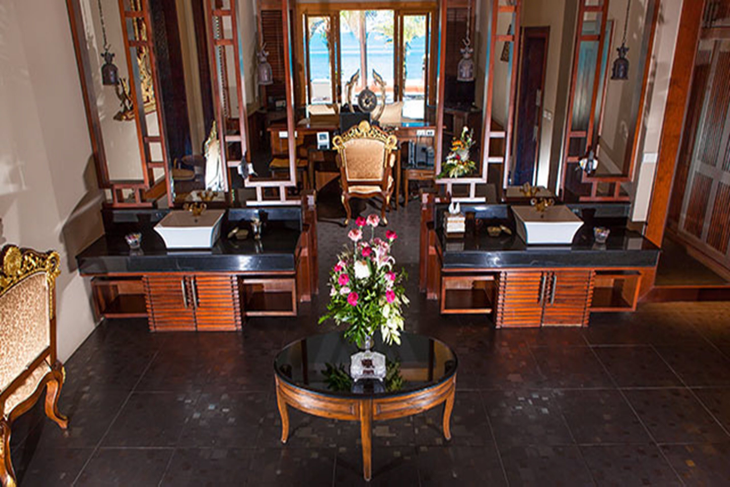 villa, multiple beds, private pool, beachfront | living area | lcd tv