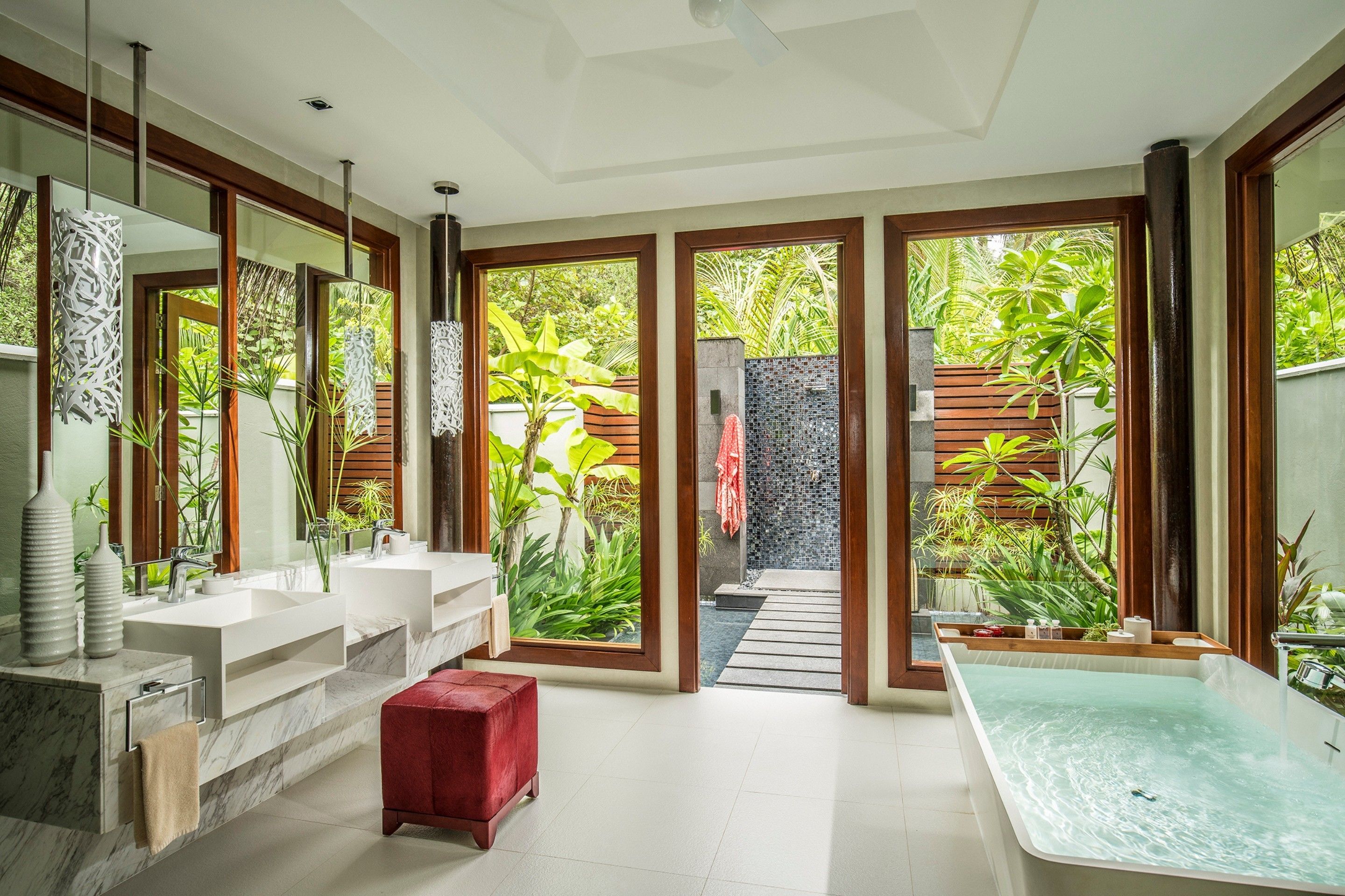 three bedroom beach pool pavilion | bathroom | separate bathtub and shower, deep-soaking bathtub, rainfall showerhead