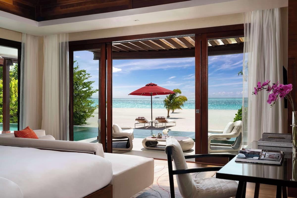 One Bedroom Beach Pool Pavilion | Premium bedding, down duvets, memory-foam beds, minibar