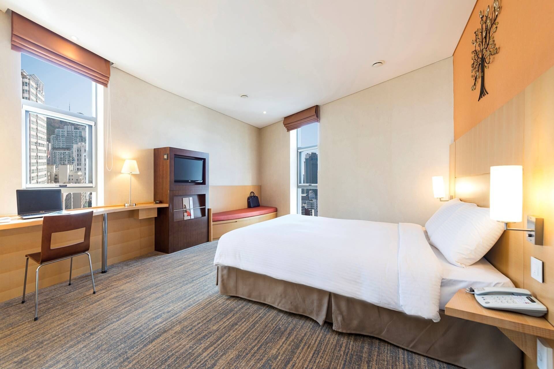 In-room safe, desk, laptop workspace, blackout drapes