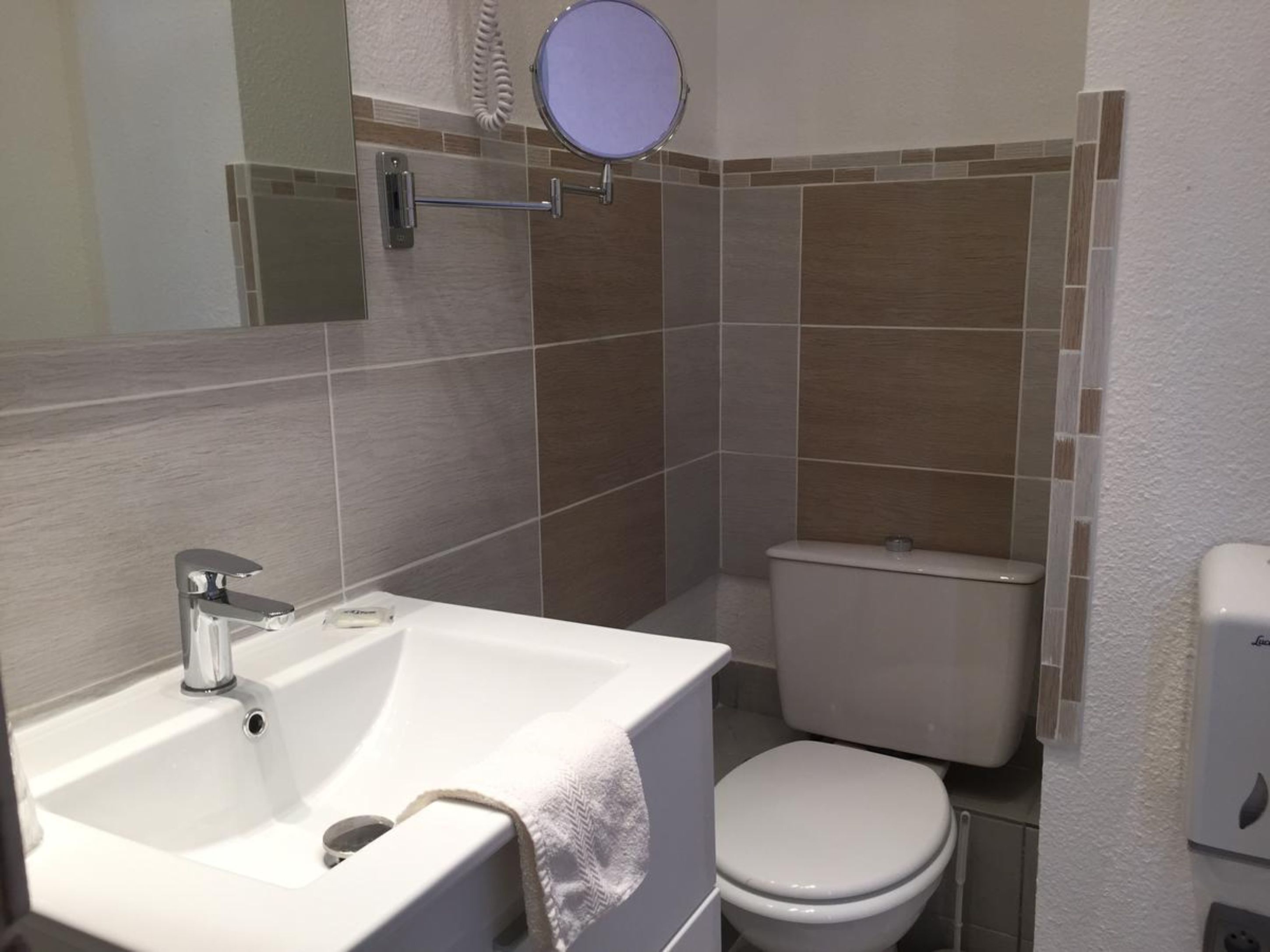 double room with shower | bathroom sink