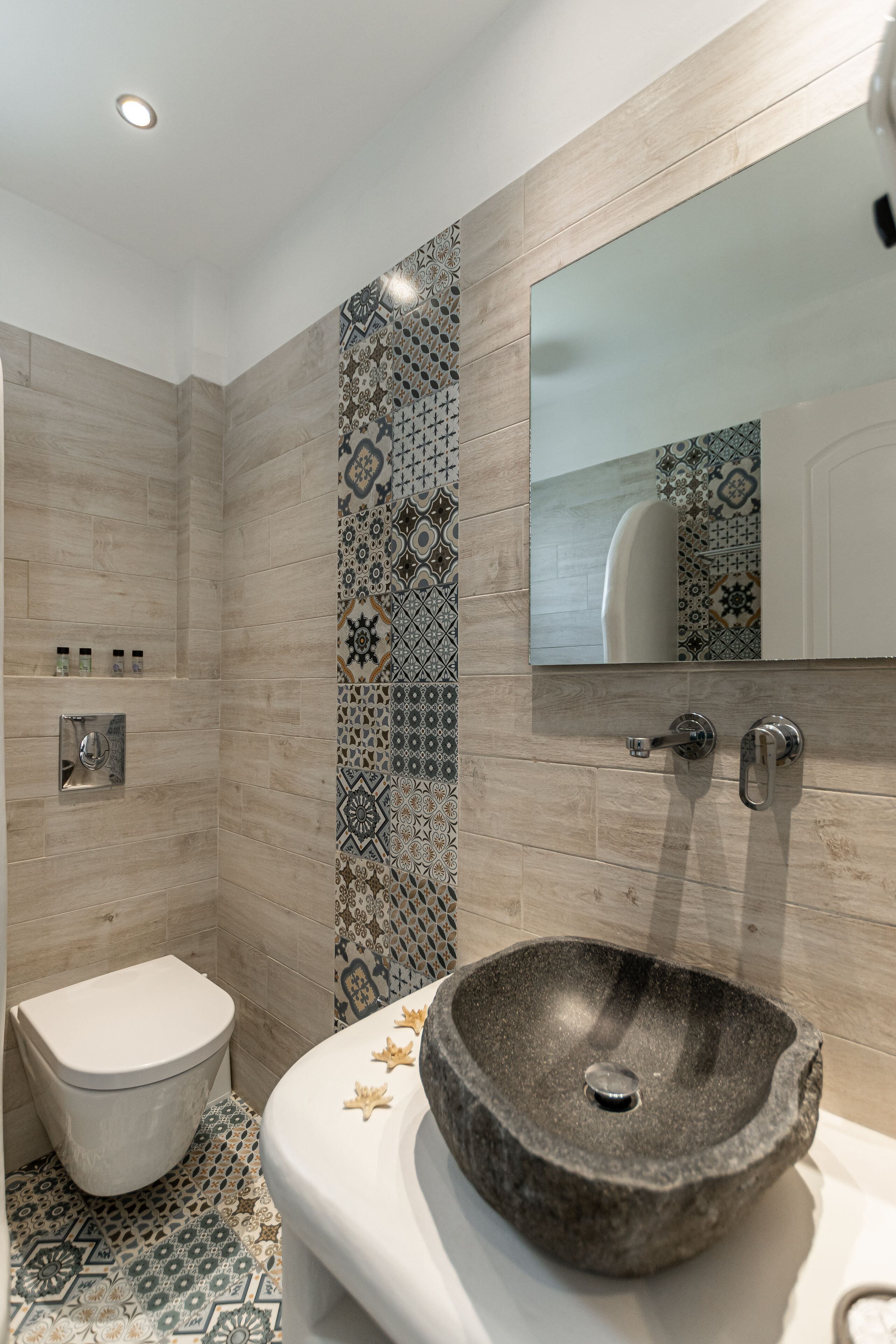 shower, rainfall showerhead, hair dryer, towels