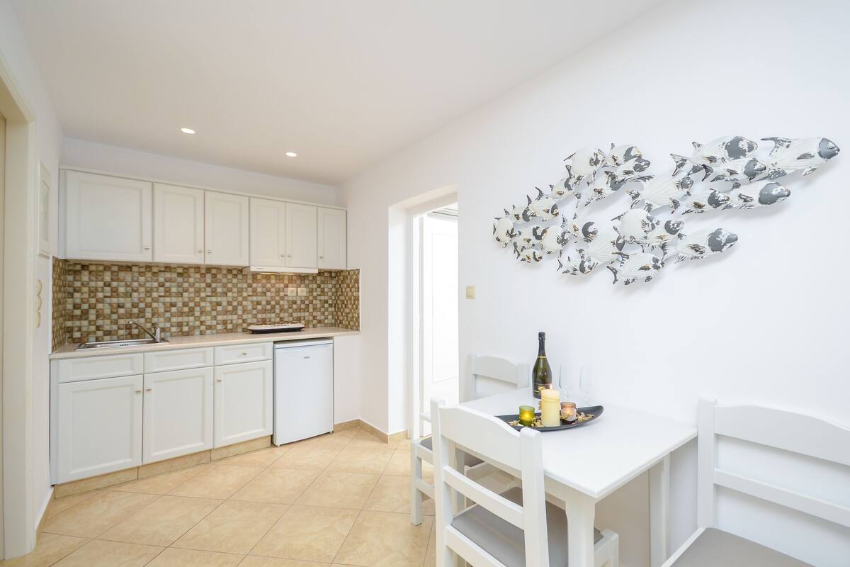 two bedroom apartment for 4 people | private kitchenette | fridge, stovetop, electric kettle, toaster