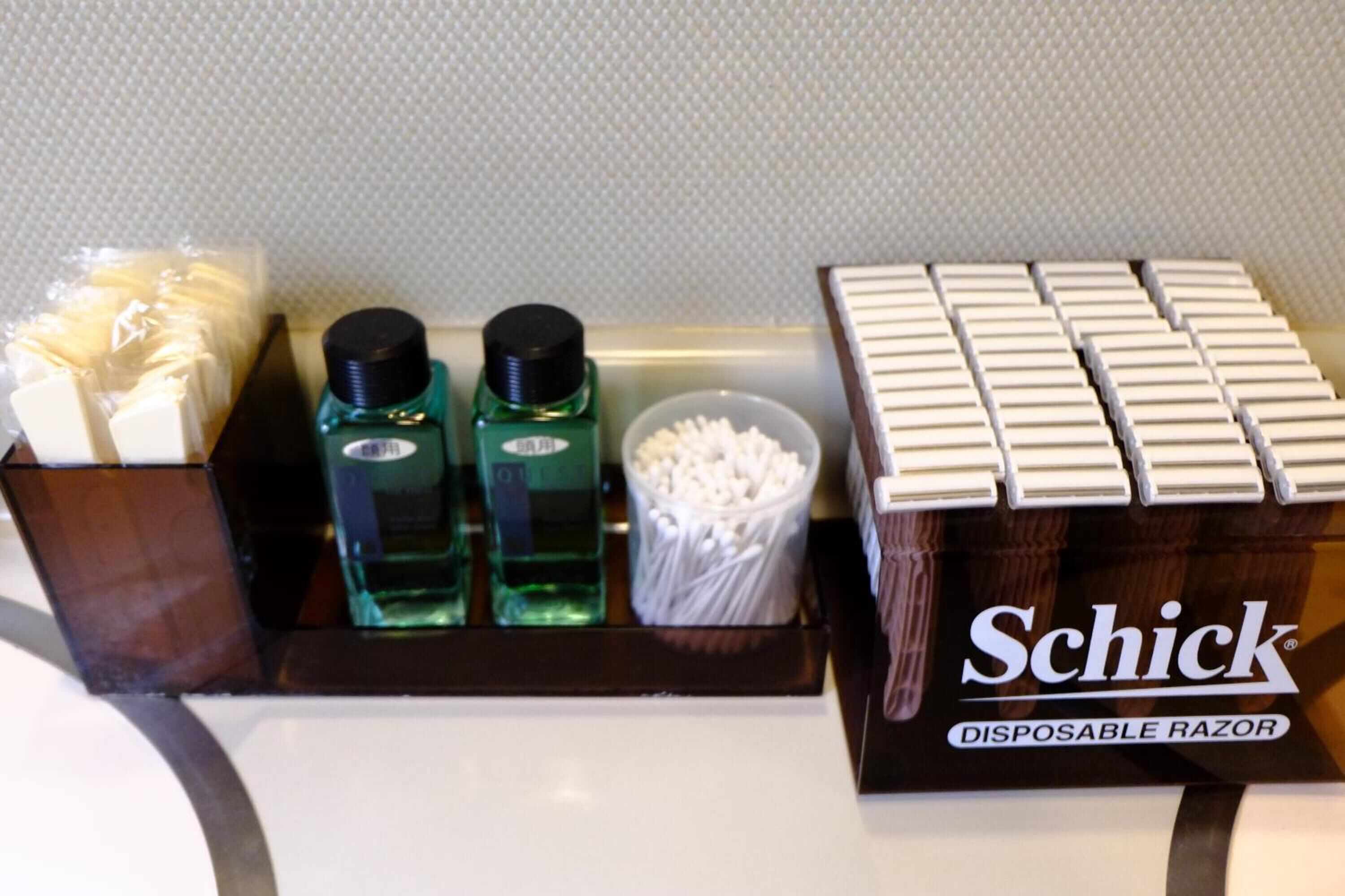 free toiletries, hair dryer, slippers, bidet