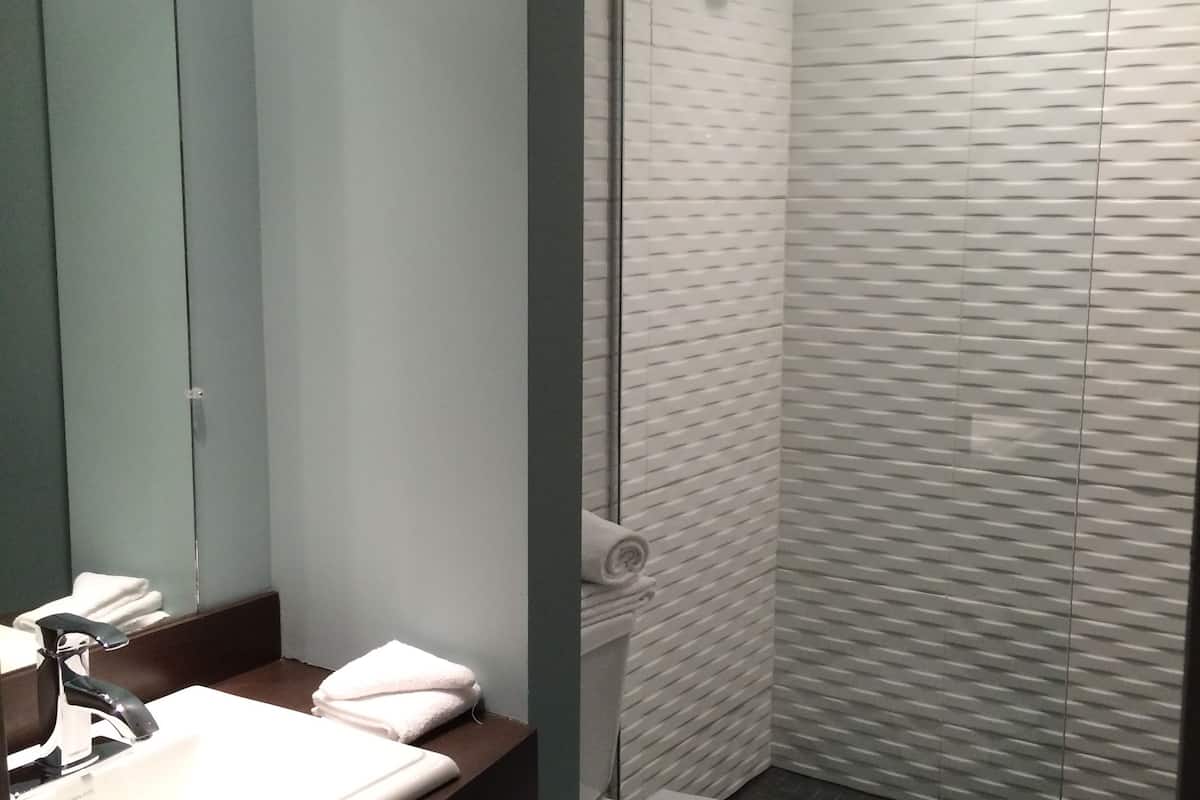 free toiletries, hair dryer, towels