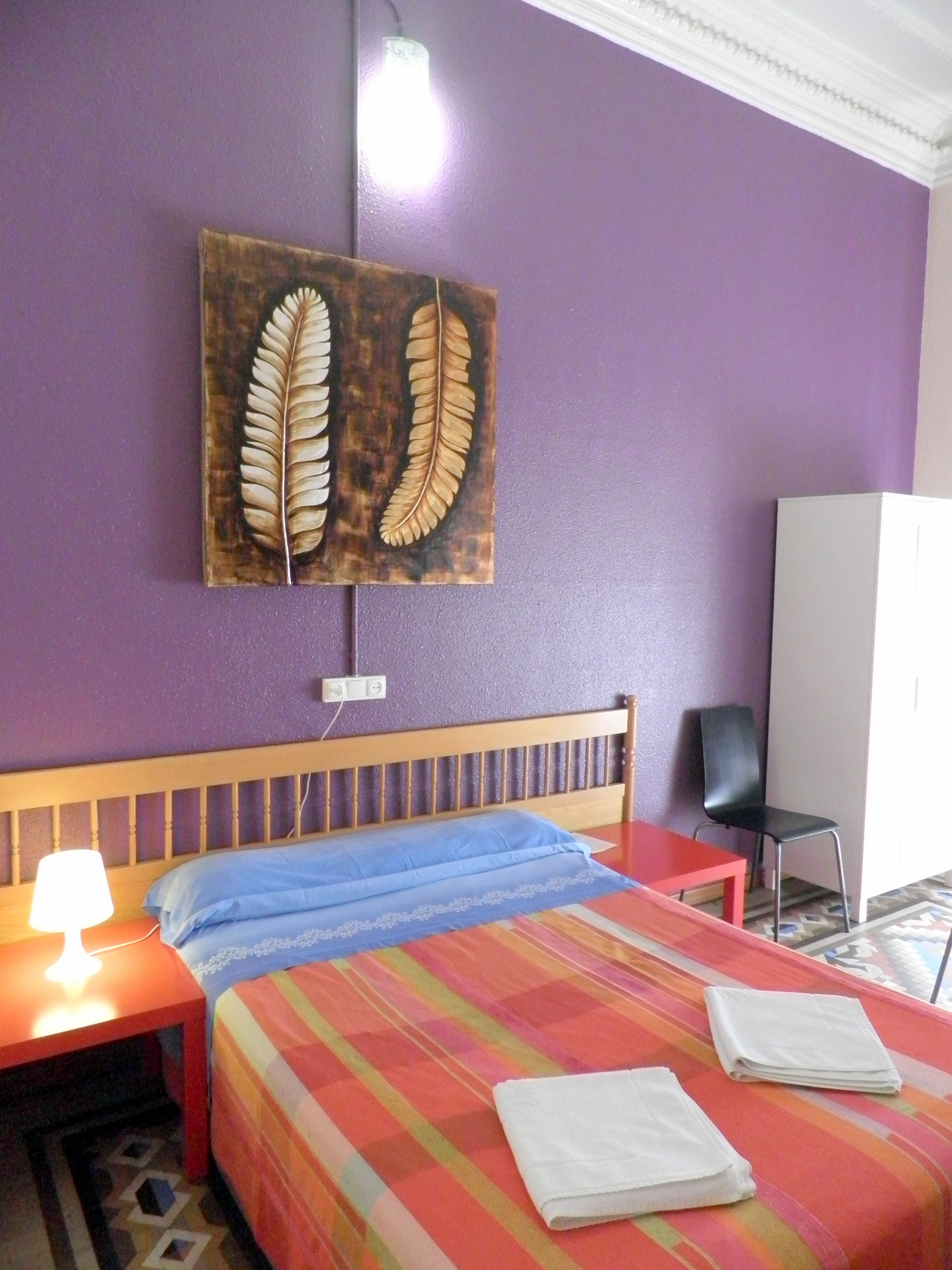 Desk, free WiFi, bed sheets