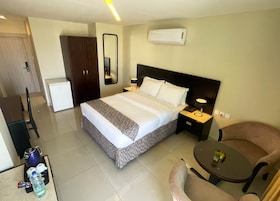 Hypo-allergenic bedding, minibar, in-room safe, desk