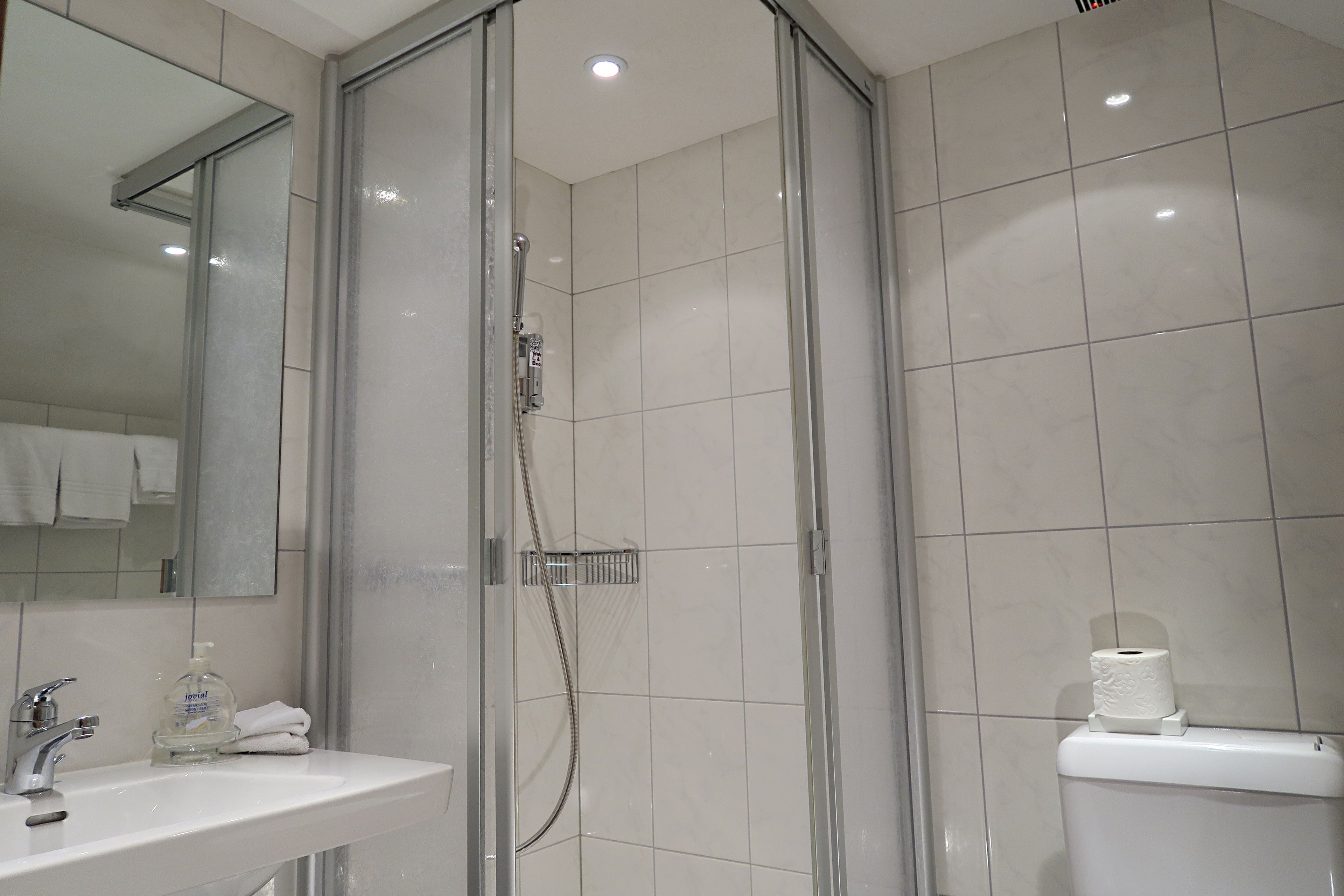 double room (medium) | bathroom | hair dryer, towels, soap, shampoo