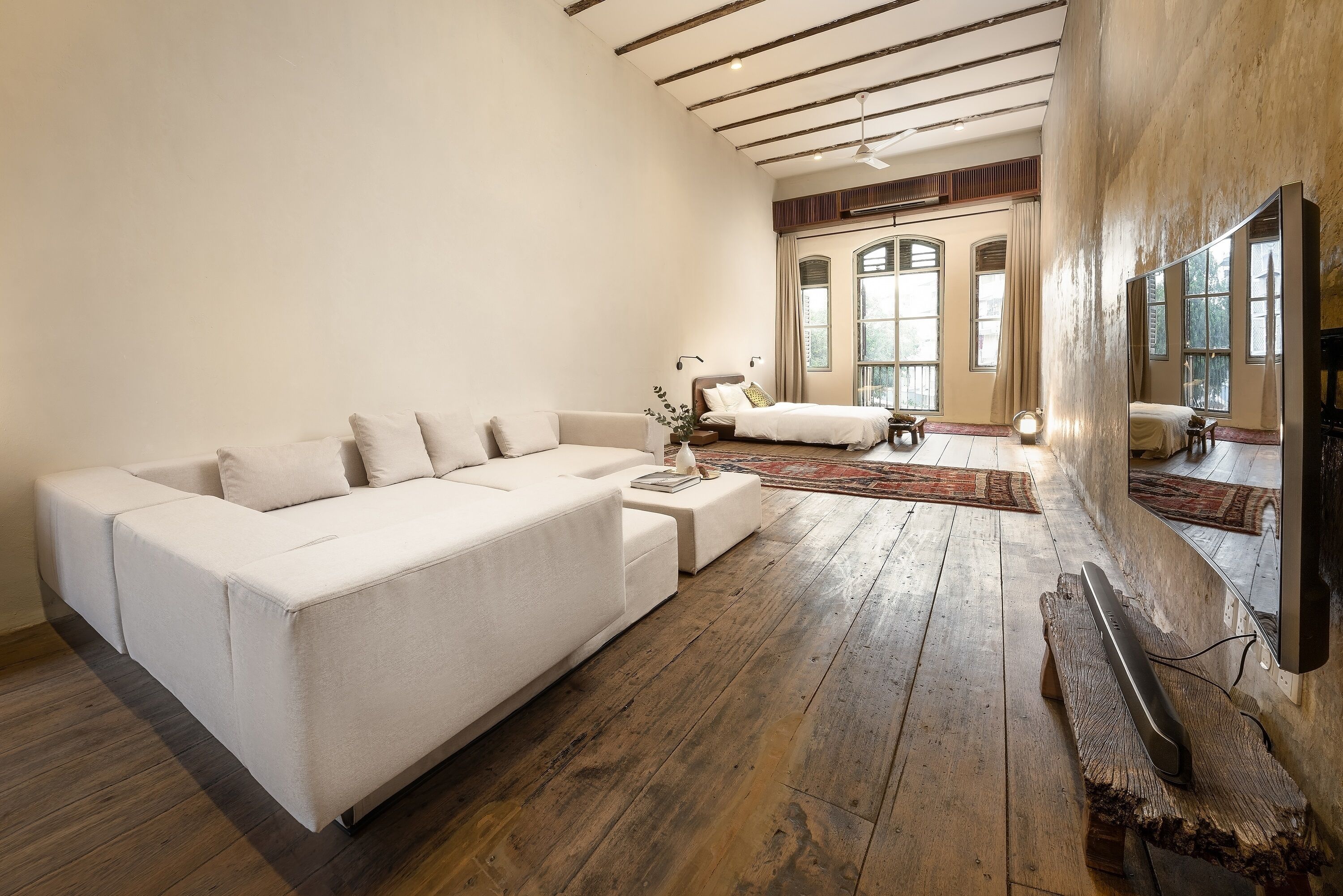 townhome, 1 king bed with sofa bed, city view (not on site) | living area | 42-inch led tv with satellite channels, tv, netflix