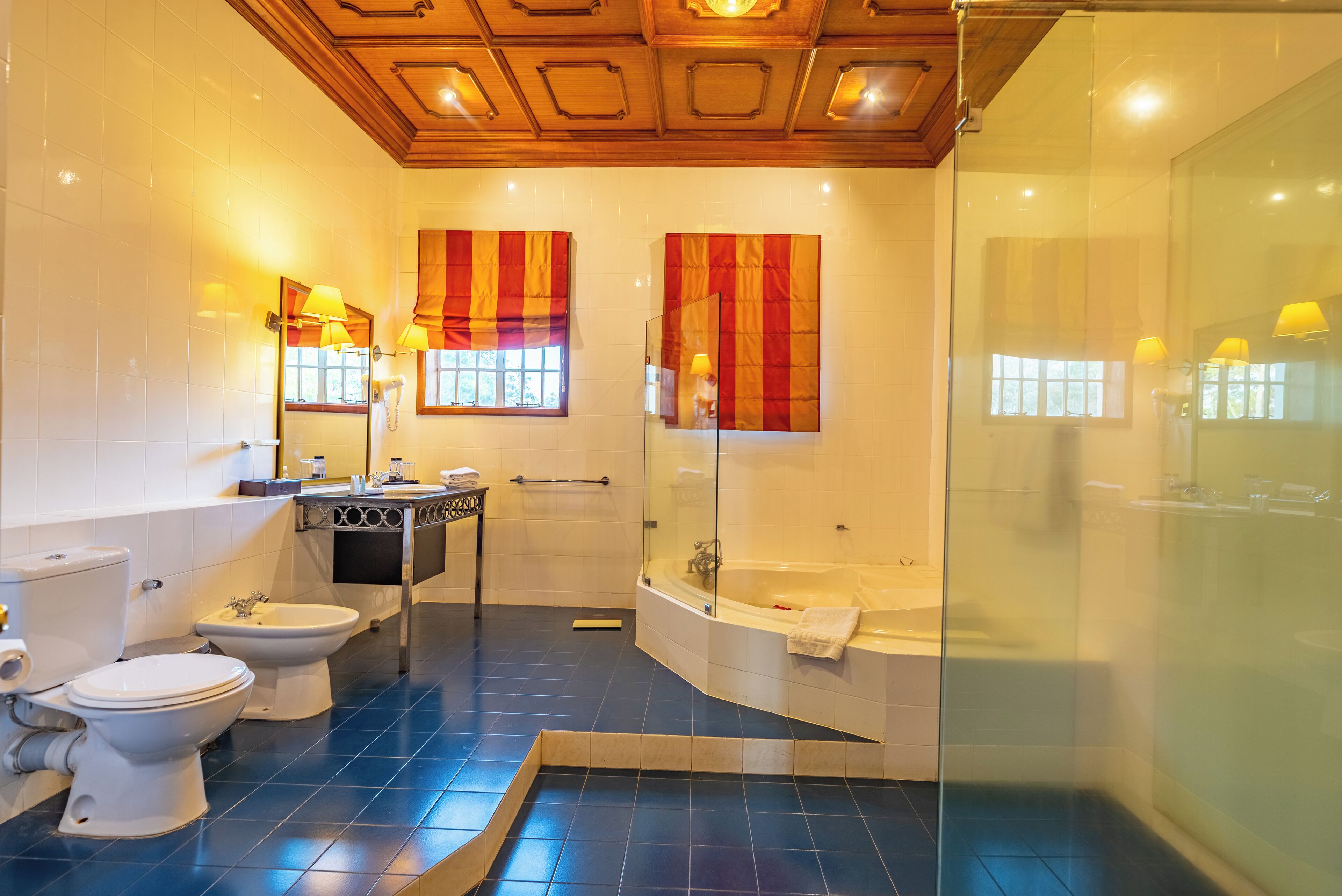 shower, rainfall showerhead, free toiletries, hair dryer