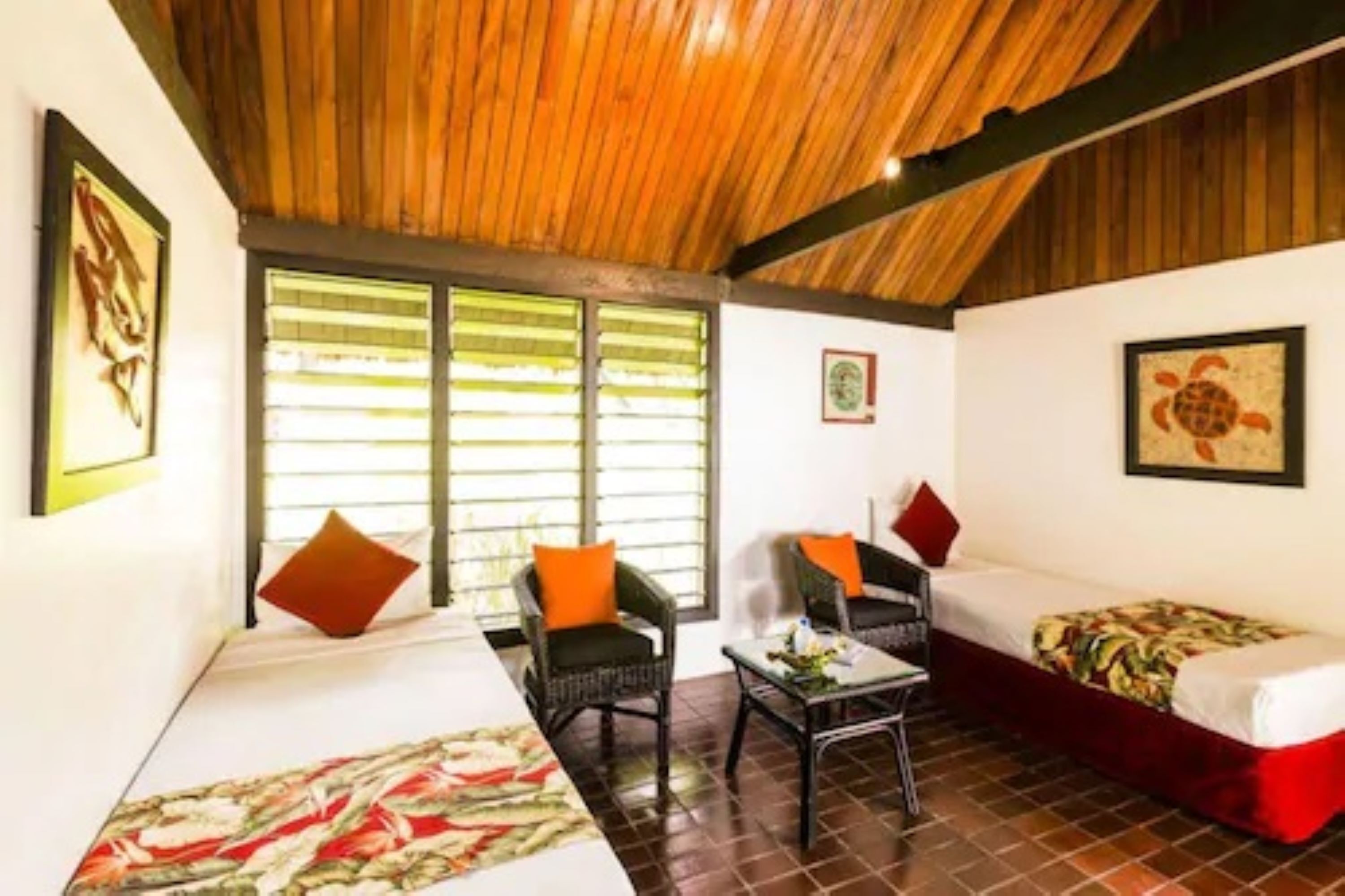beachfront bure (1 double and 2 single bed) | 1 bedroom, in-room safe, soundproofing, iron/ironing board