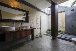 Villa, 1 Bedroom, Private Pool | Bathroom | Combined shower/tub, free toiletries, hair dryer, bathrobes - The Kampung Ubud Villa (Ubud)