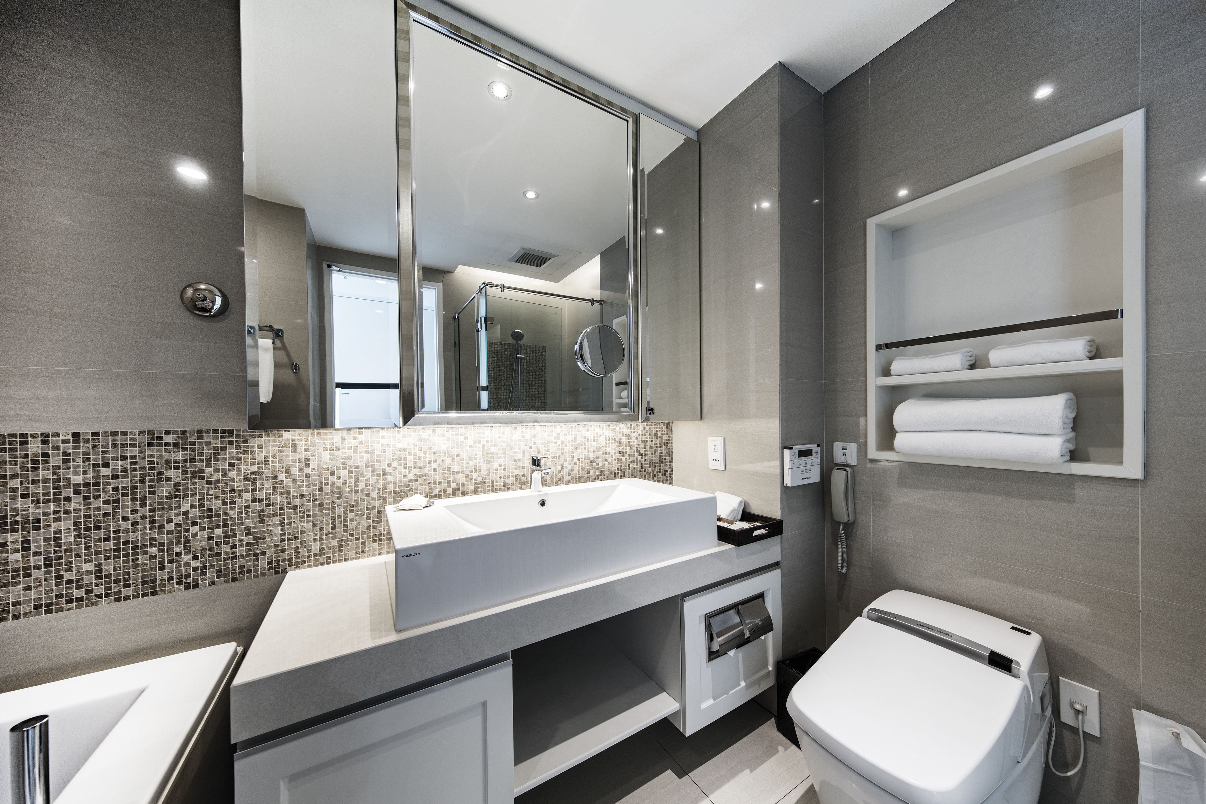 free toiletries, hair dryer, slippers, towels