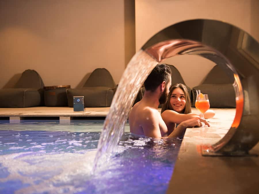 Indoor pool, outdoor pool, pool loungers