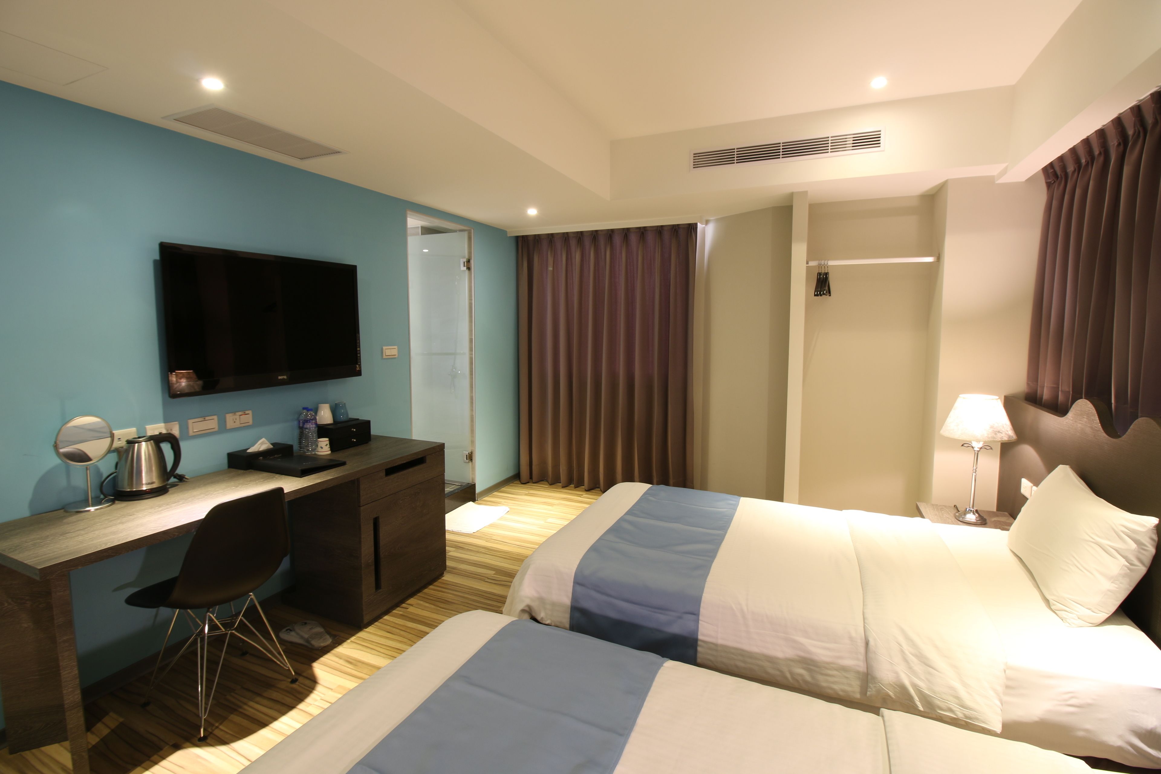 free toiletries, hair dryer, slippers, towels