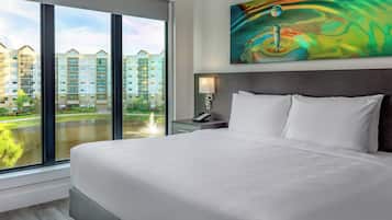 Premium bedding, down comforters, in-room safe, blackout drapes