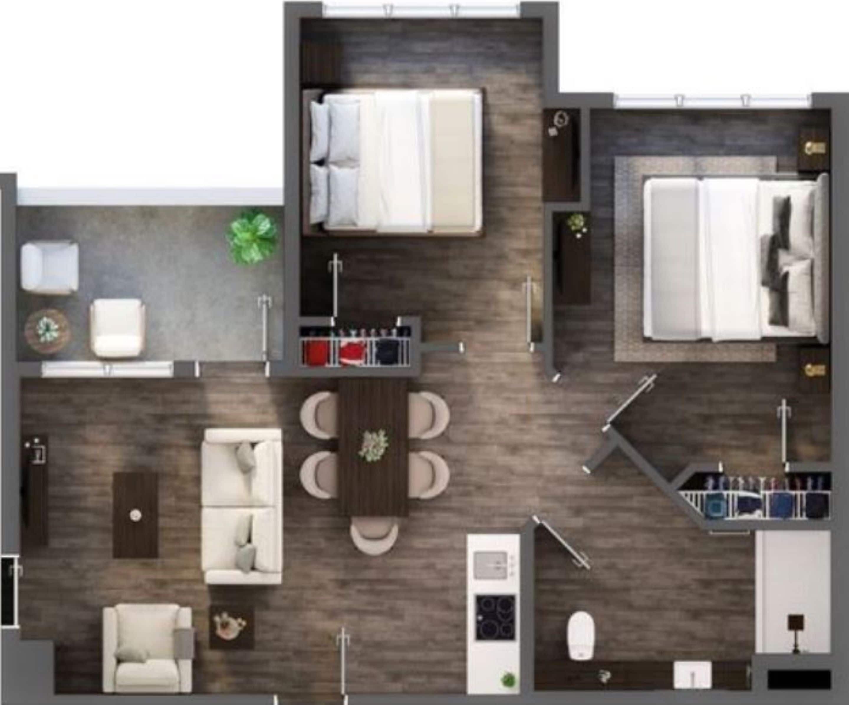 suite, 2 bedrooms (terraces) | floor plan