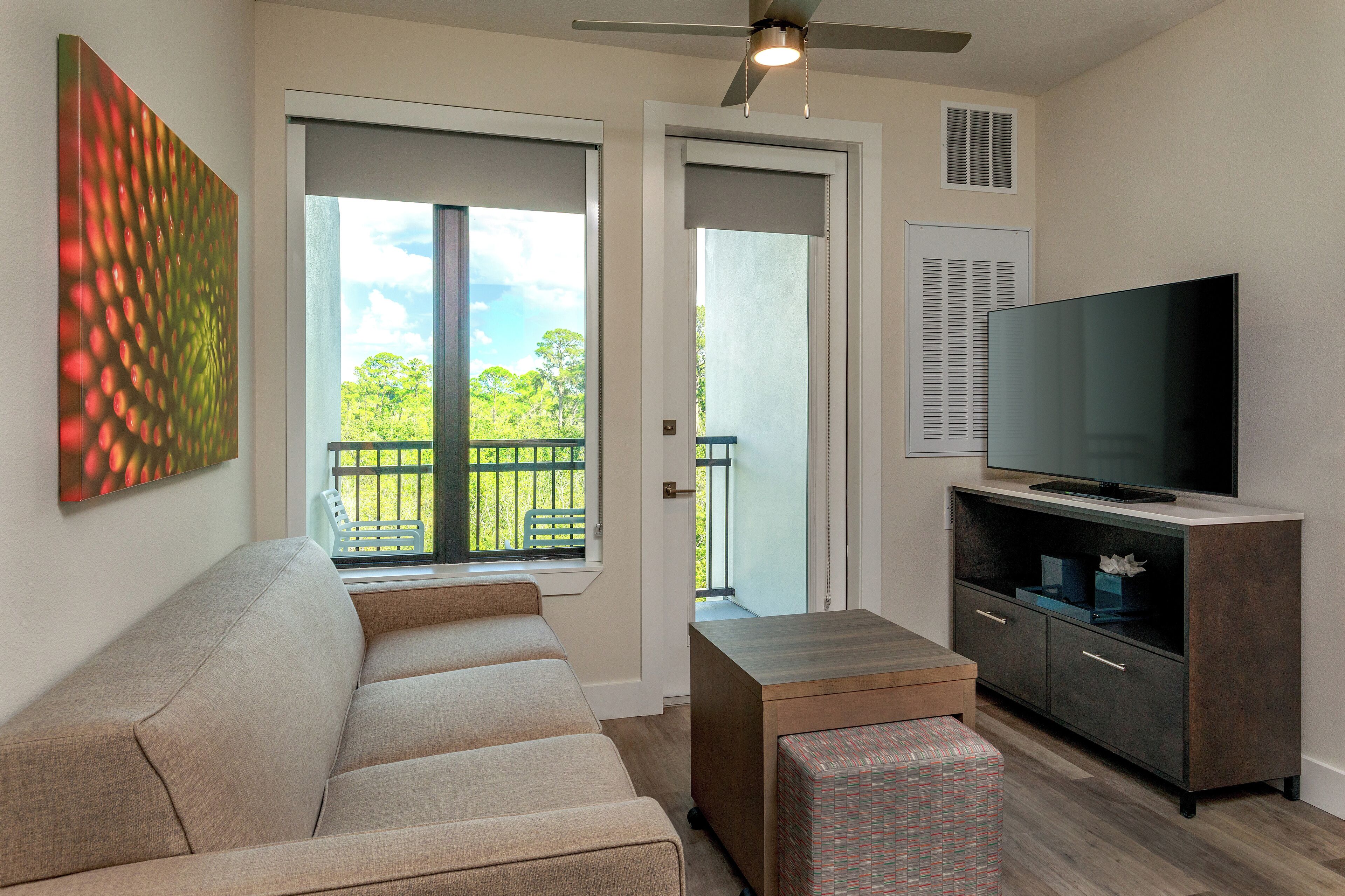 suite, 1 bedroom (terraces) | living area | 52-inch flat-screen tv with cable channels