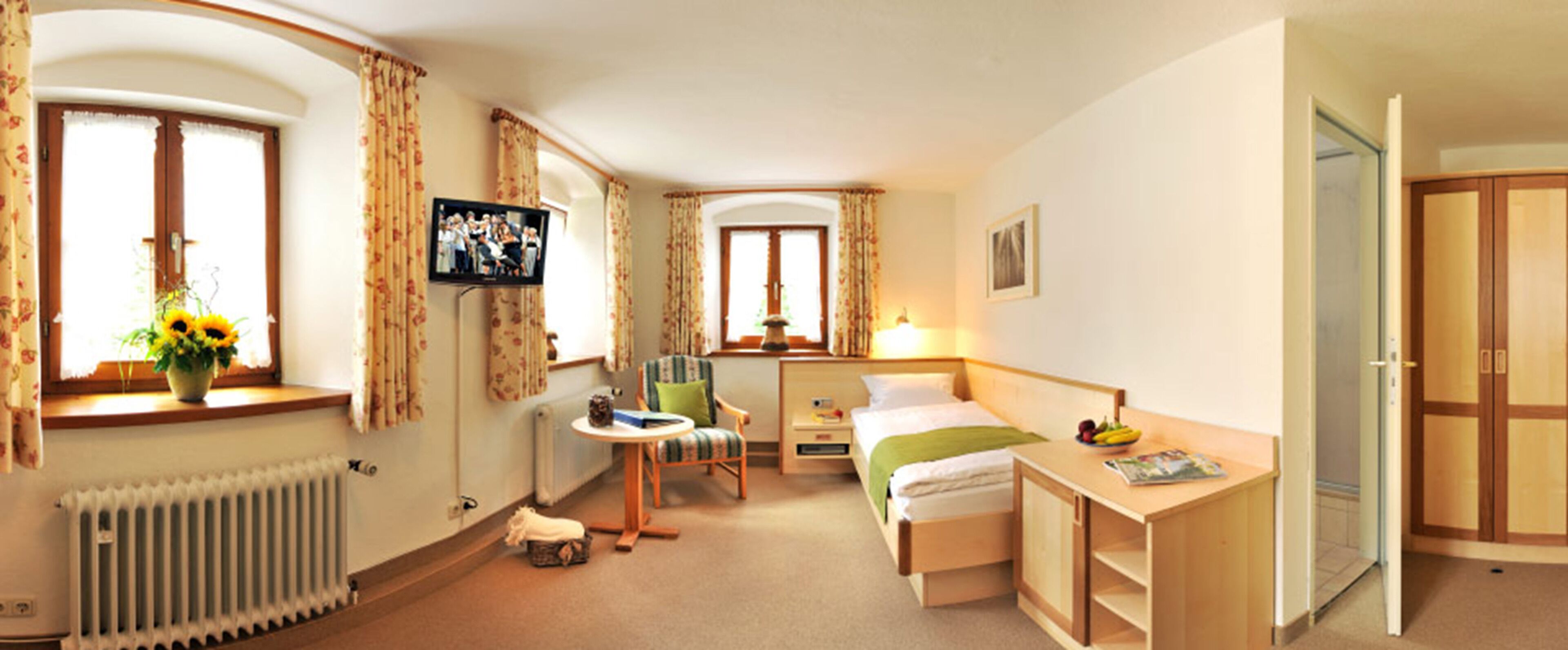 basic single room | living area | 35-inch flat-screen tv with satellite channels, tv