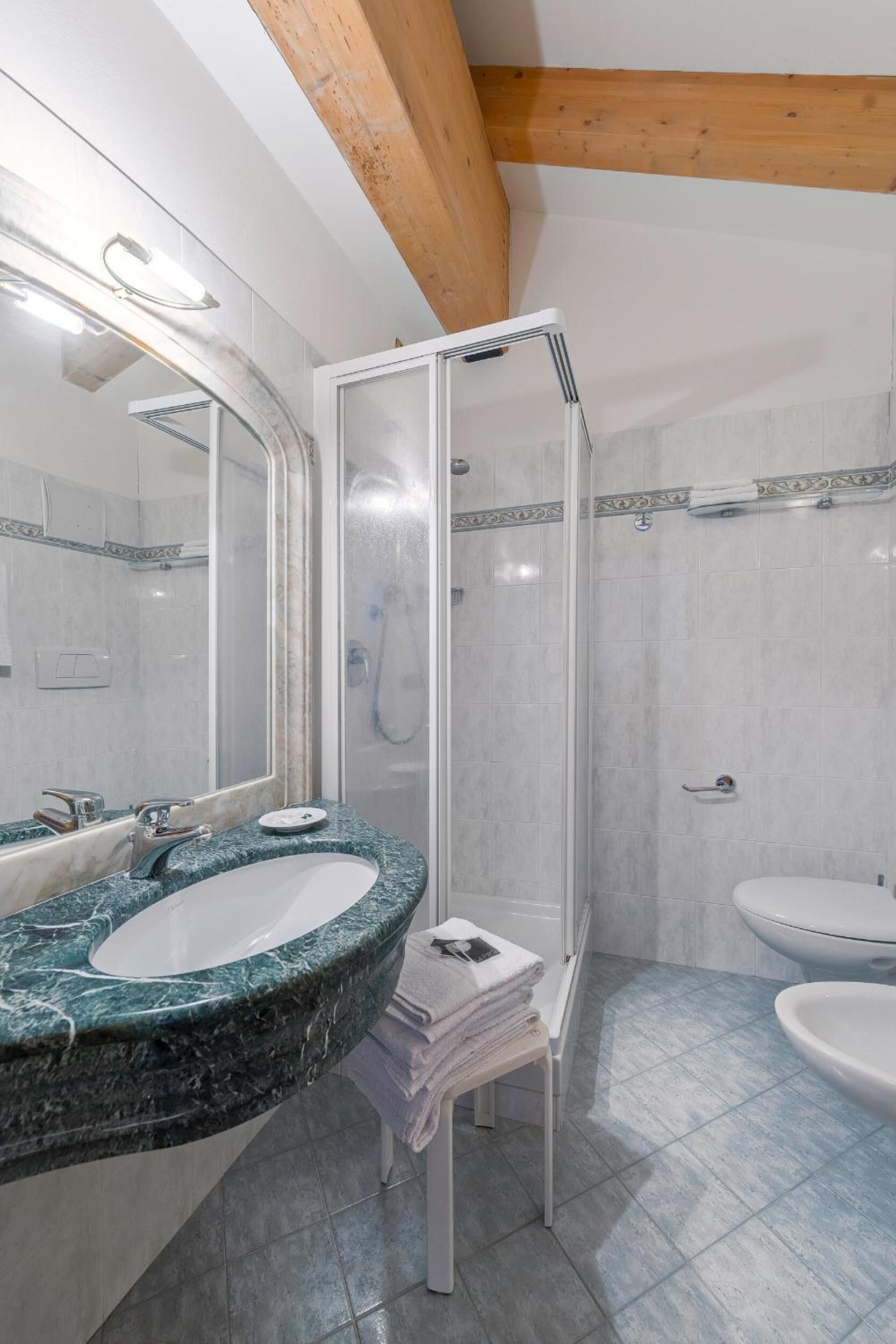 shower, free toiletries, hair dryer, bidet