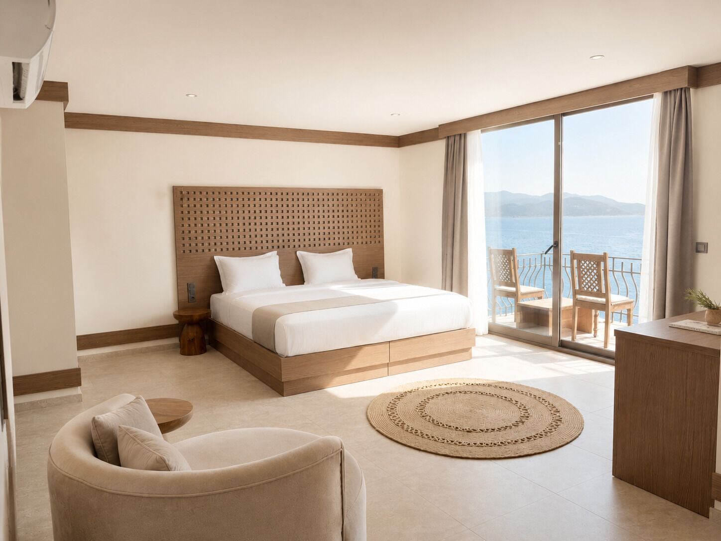 Terra Suite Sea View | Edredón, minibar, caja de seguridad en la habitación y wifi gratis 