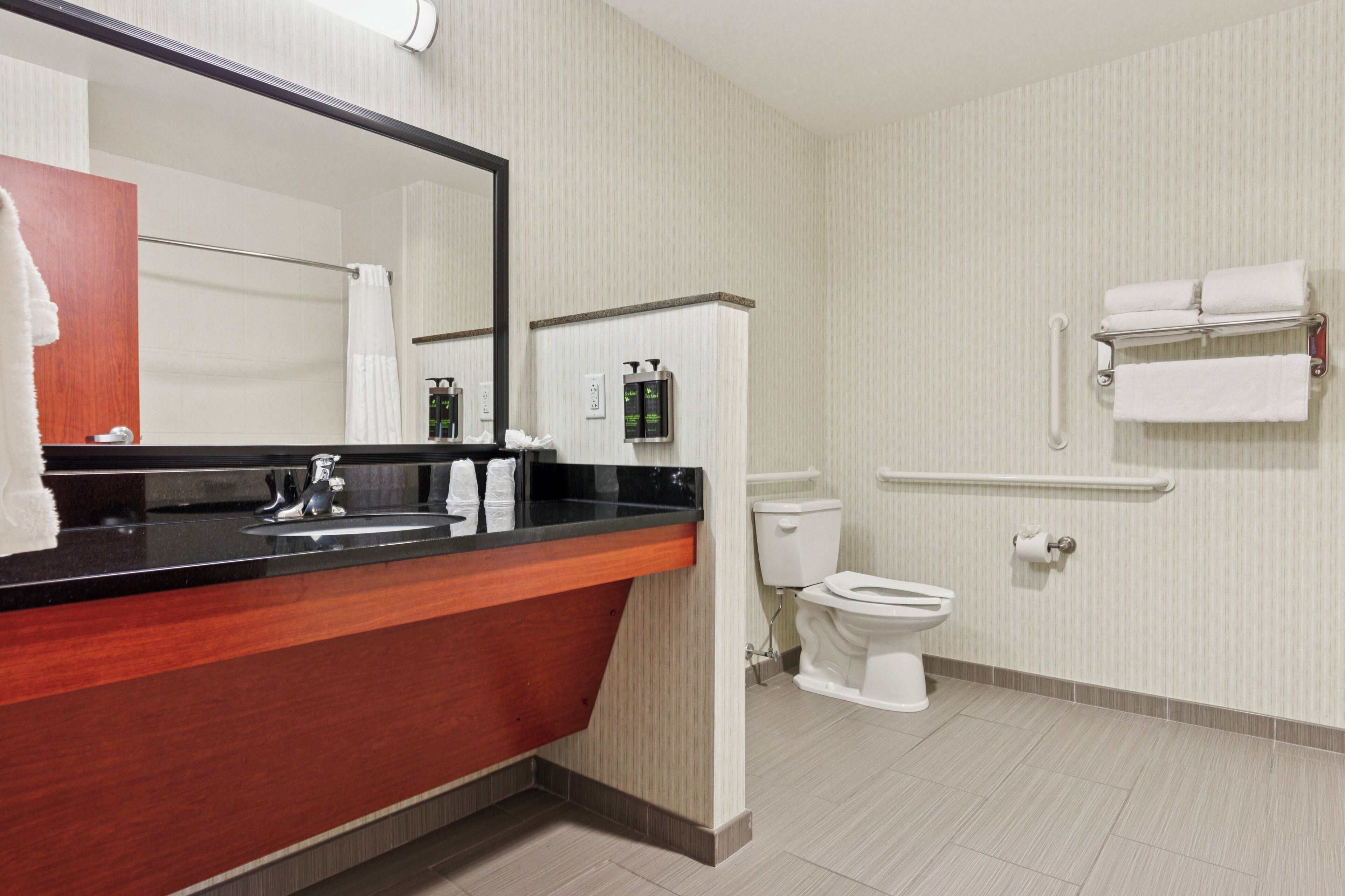 free toiletries, hair dryer, towels