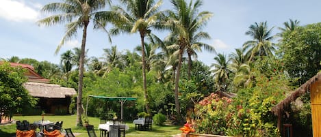 Outdoor pool, pool umbrellas