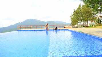 Outdoor pool, pool loungers