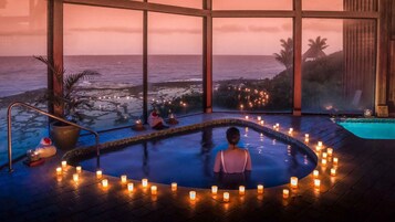 Couples treatment rooms, sauna, hot tub, body treatments, aromatherapy