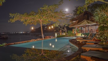 Outdoor pool, pool umbrellas