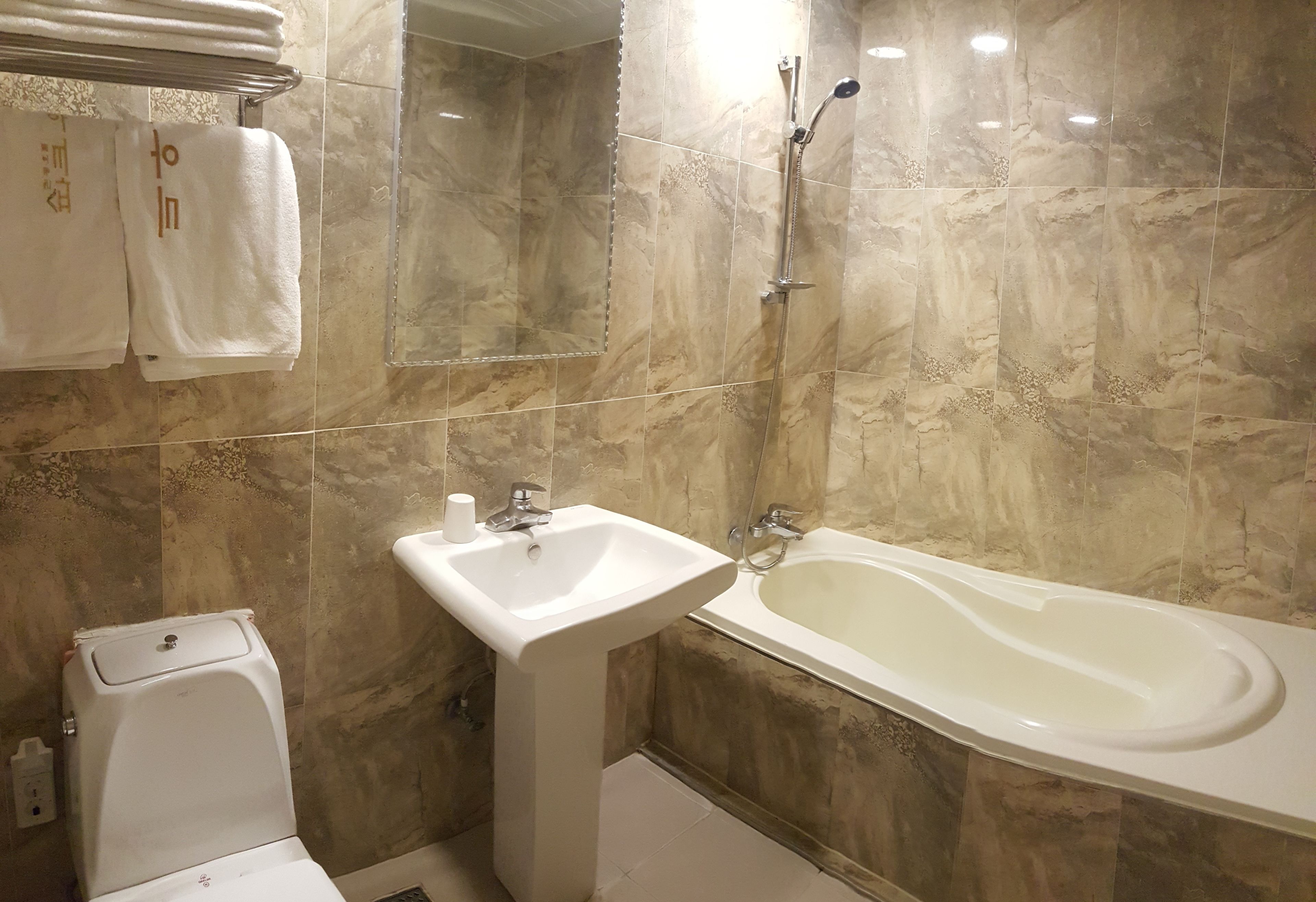 premium double room | bathroom | shower, free toiletries, hair dryer, bathrobes