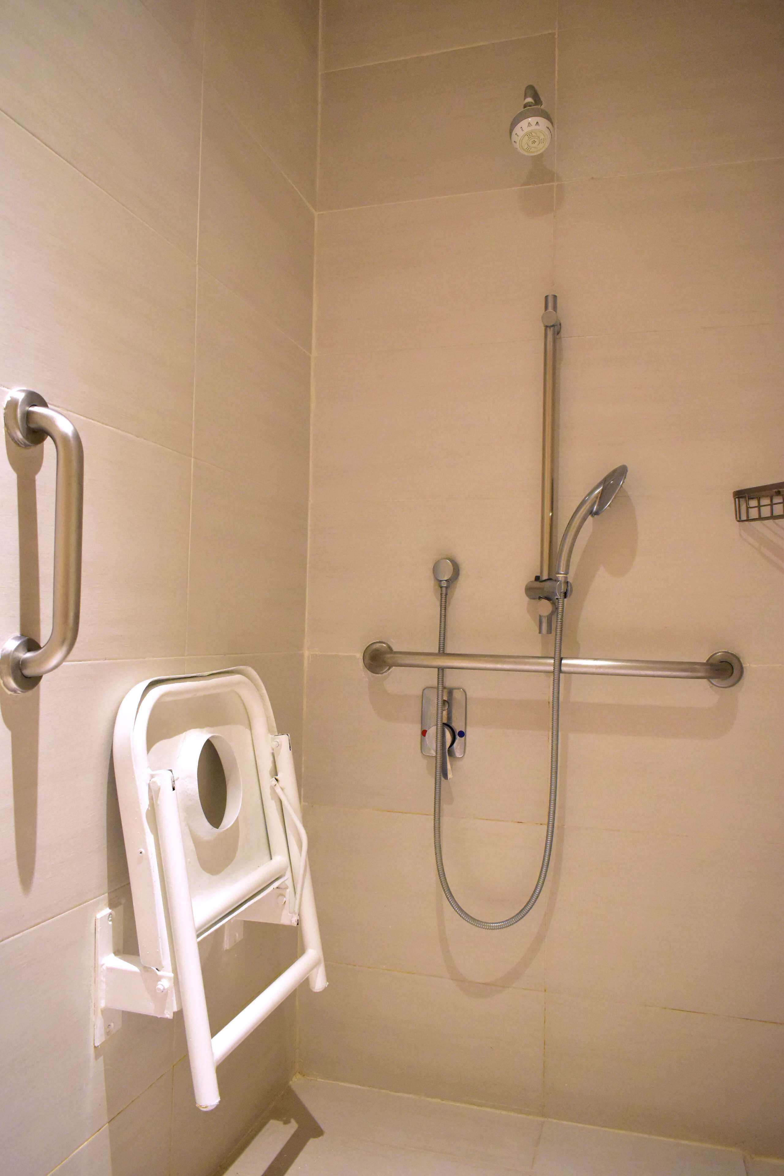 room, 1 queen bed, accessible, non smoking | bathroom | shower, free toiletries, hair dryer, bathrobes