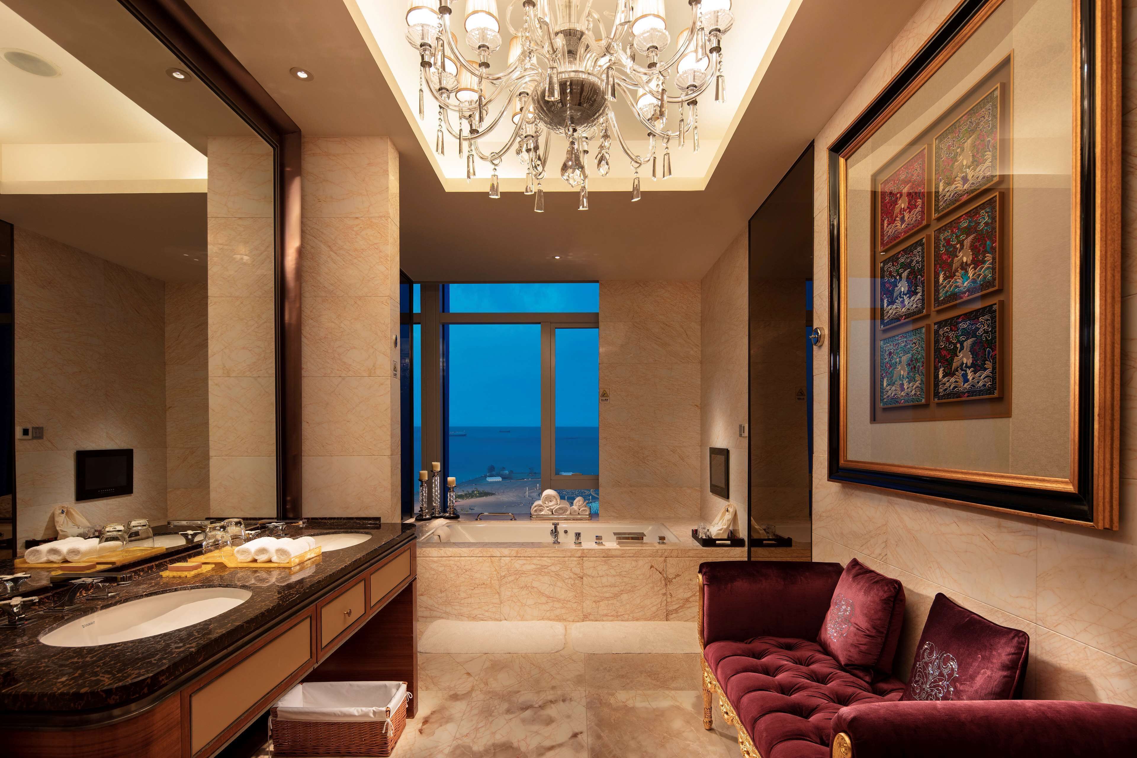 presidential suite | bathroom | separate bathtub and shower, deep-soaking bathtub, designer toiletries