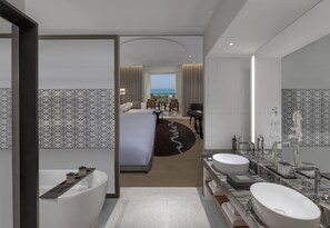 Room, 1 King Bed, Sea View | Bathroom | Separate tub and shower, deep soaking tub, rainfall showerhead