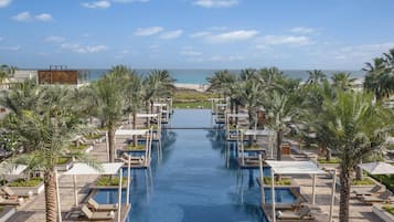 5 outdoor pools, pool umbrellas, pool loungers